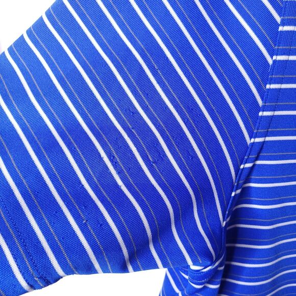 Under Armour Polo Shirt Mens Large Striped Blue White Performance Loose HeatGear - Picture 6 of 12